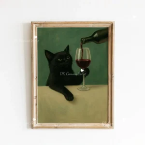 Plakat zabawny czarny kot vintage Wzór 1