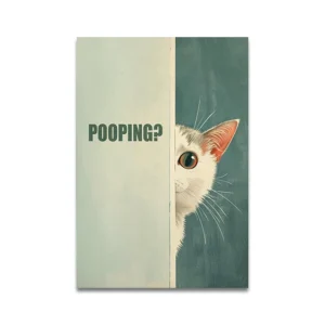 Zabawny kot w toalecie - plakat do łazienki Brązowy