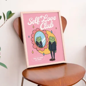 Żabka Self Love - plakat retro do łazienki Wzór 1