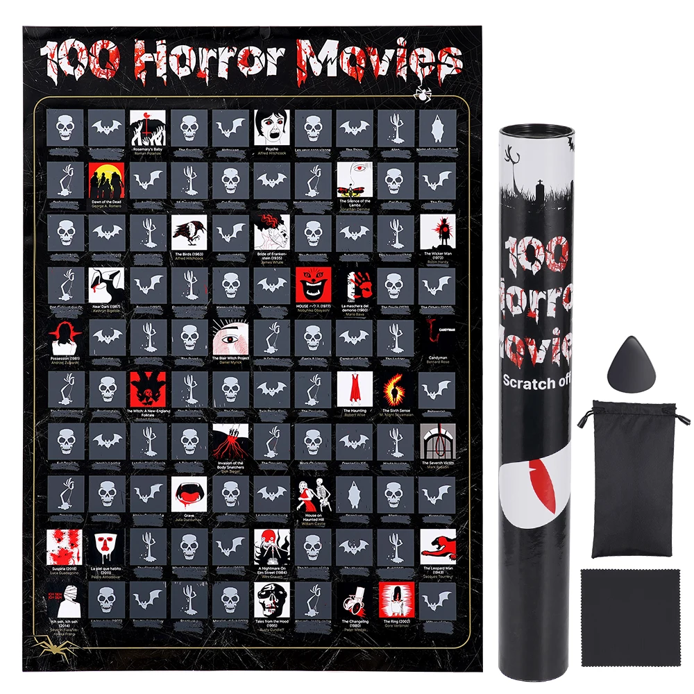 Plakat zdrapka z horrorami - 100 filmów grozy 1PCS