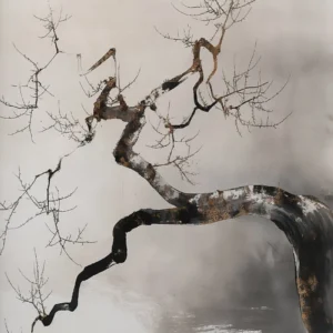 Plakat zen bonsai - japoński minimalizm Czerwony