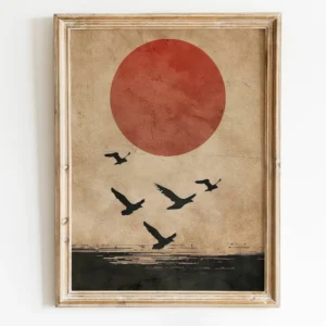 Japoński zen z karpiami koi - plakat krajobraz Biały