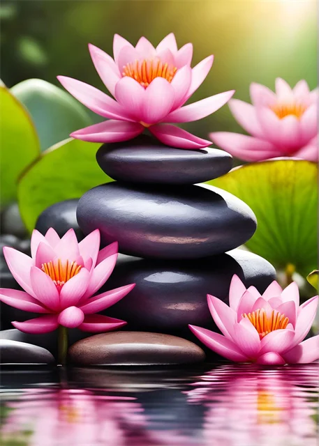 Plakat zen kwiat lotosu Fioletowy/фиолетовый