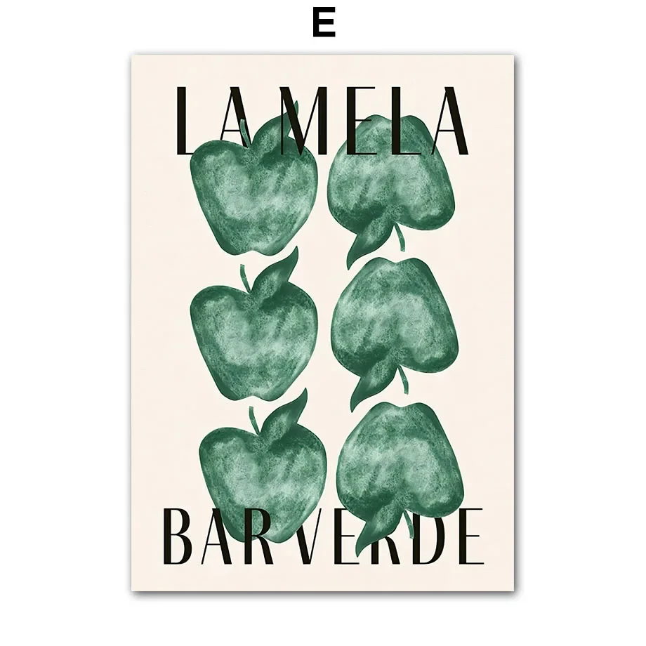 Zielone liście i kwiaty - plakat abstrakcyjny Fioletowy