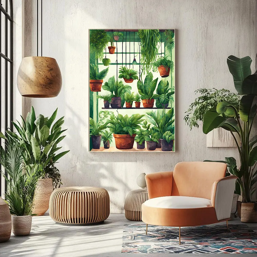 Plakat z zielonymi liśćmi roślin Burgundia