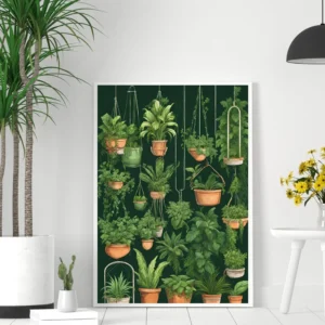 Zielone botaniczne liście - plakat z roślinami Wzór 1
