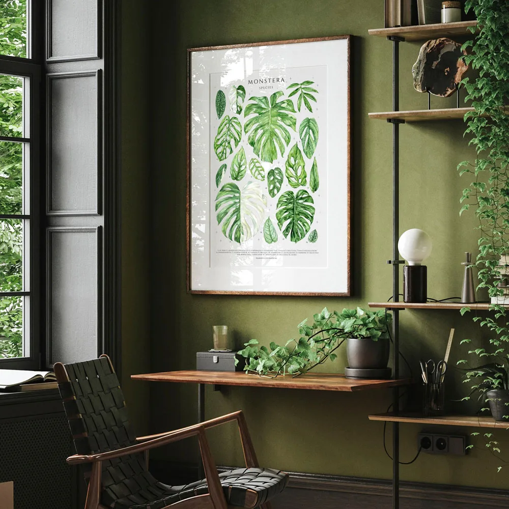 Zielone botaniczne liście - plakat z roślinami Wzór 2