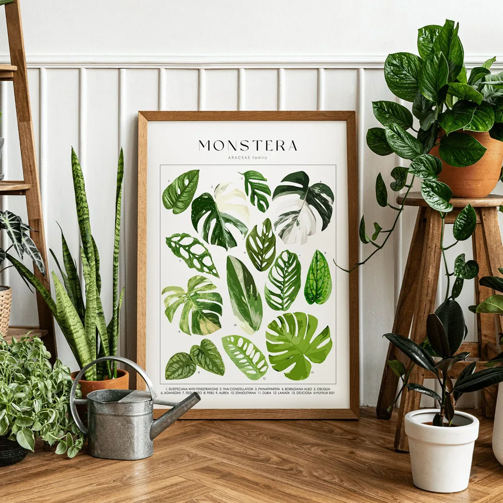 Zielone botaniczne liście - plakat z roślinami Wzór 3
