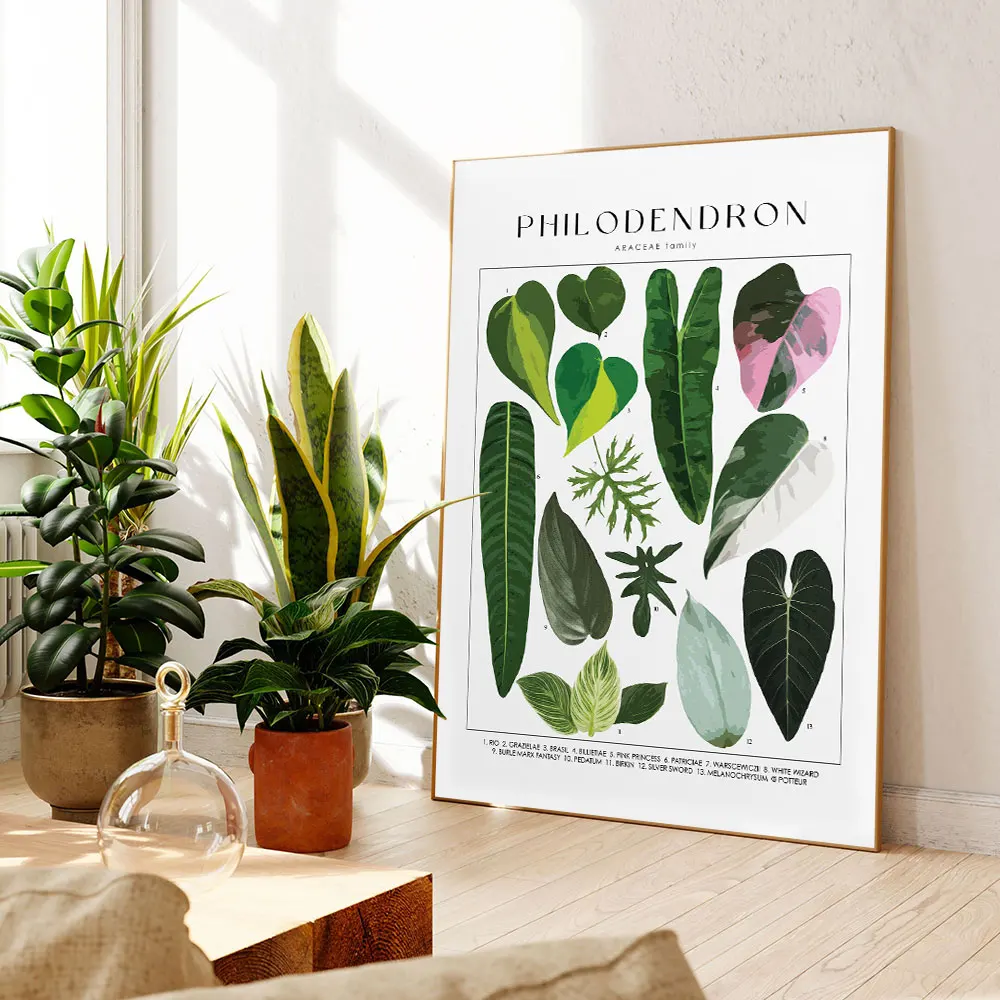 Zielone botaniczne liście - plakat z roślinami Wzór 4