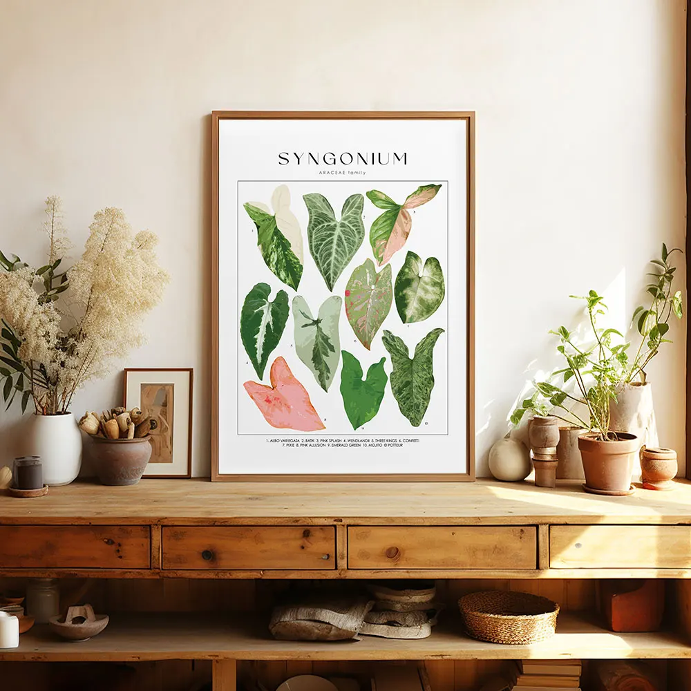Zielone botaniczne liście - plakat z roślinami Wzór 7