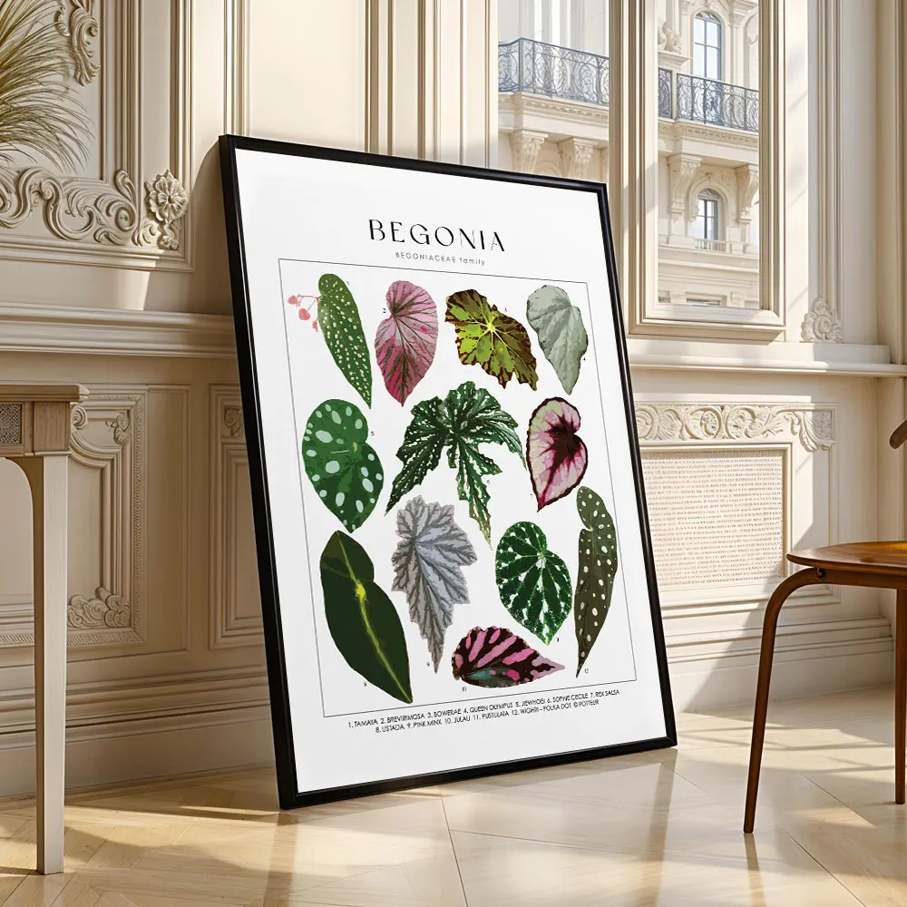 Plakat z zielonymi liśćmi roślin żółty