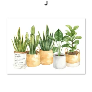 Zielone rośliny i tygrys - botaniczny plakat na płótnie Czarny