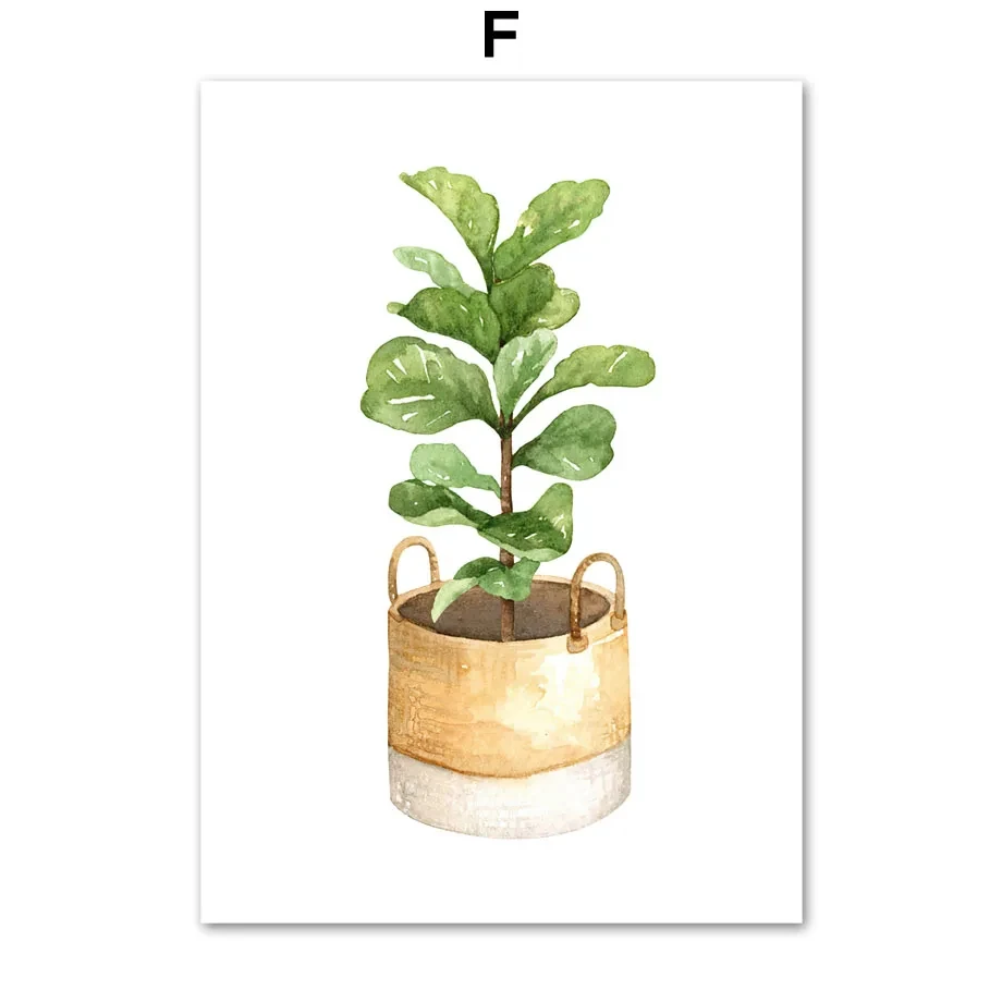 Zielone rośliny i tygrys - botaniczny plakat na płótnie Jasnoszary