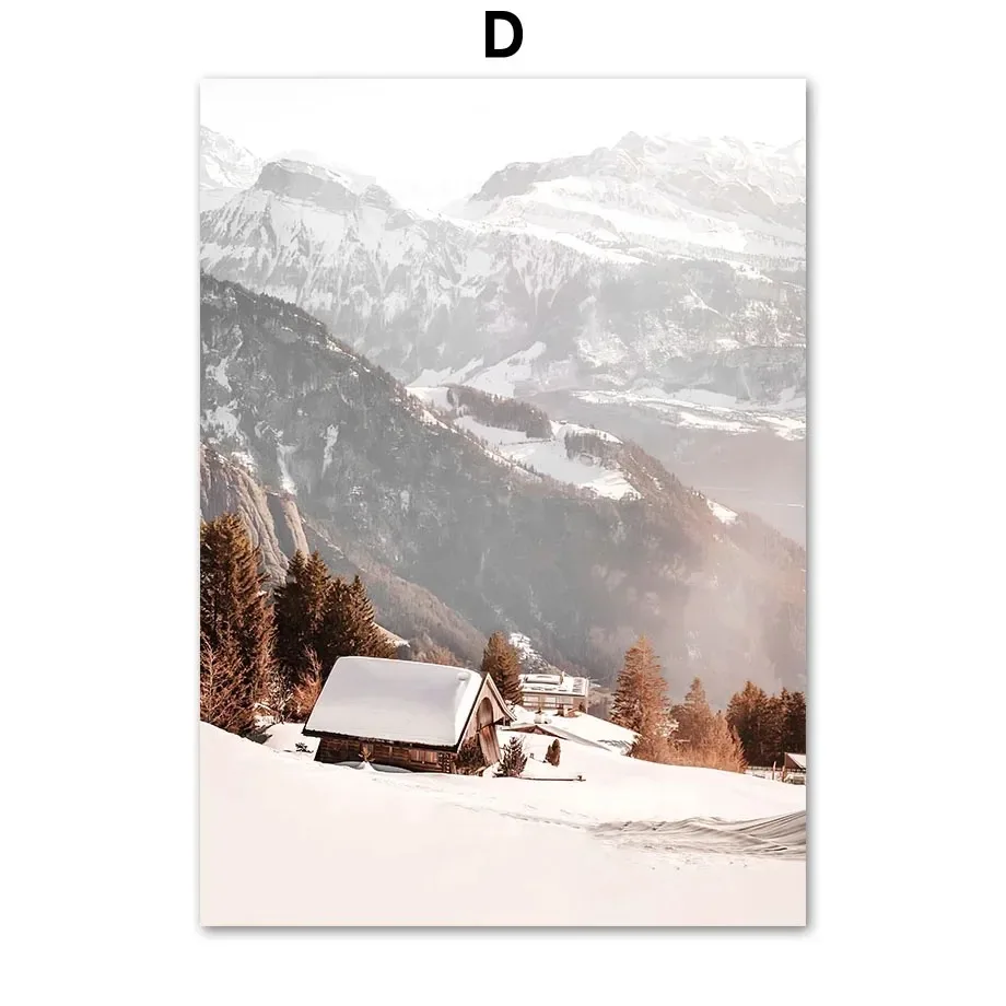 Plakat zimowy las z jeleniem i lisem do salonu Burgundia
