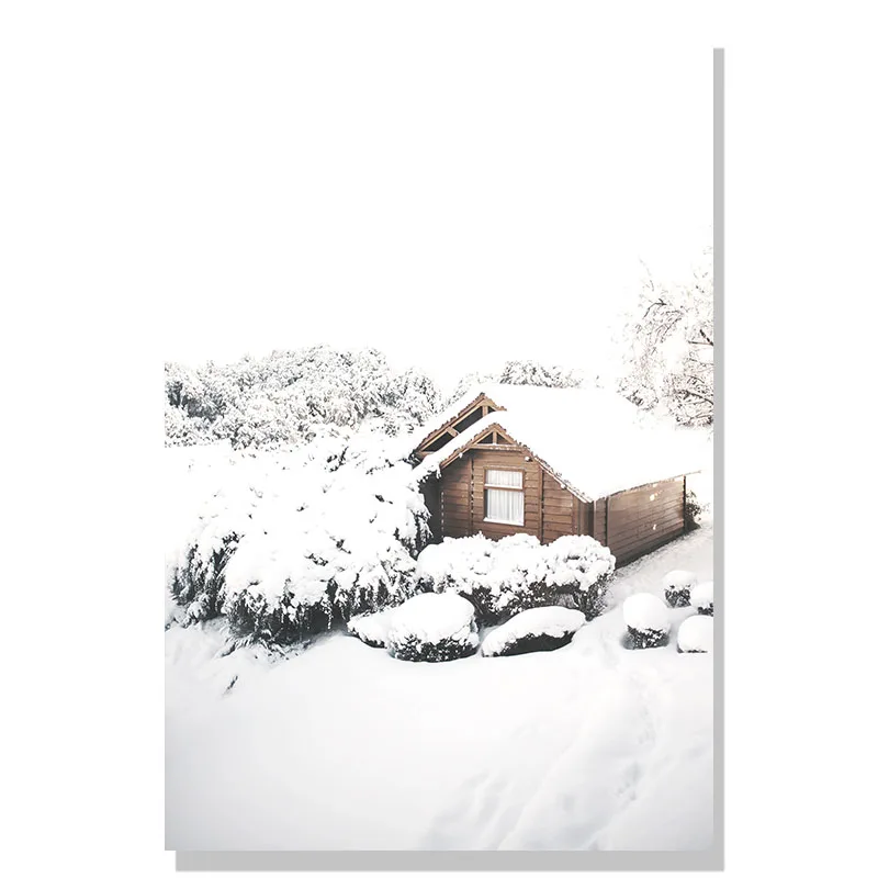 Plakat zimowa kraina lasu z reniferami Burgundia