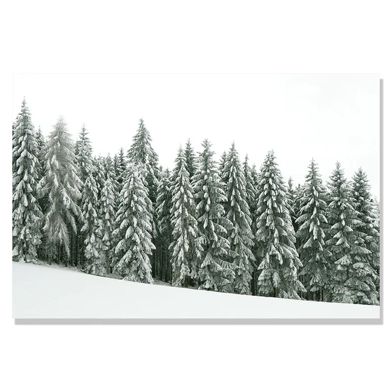 Plakat zimowa kraina lasu z reniferami Zielony