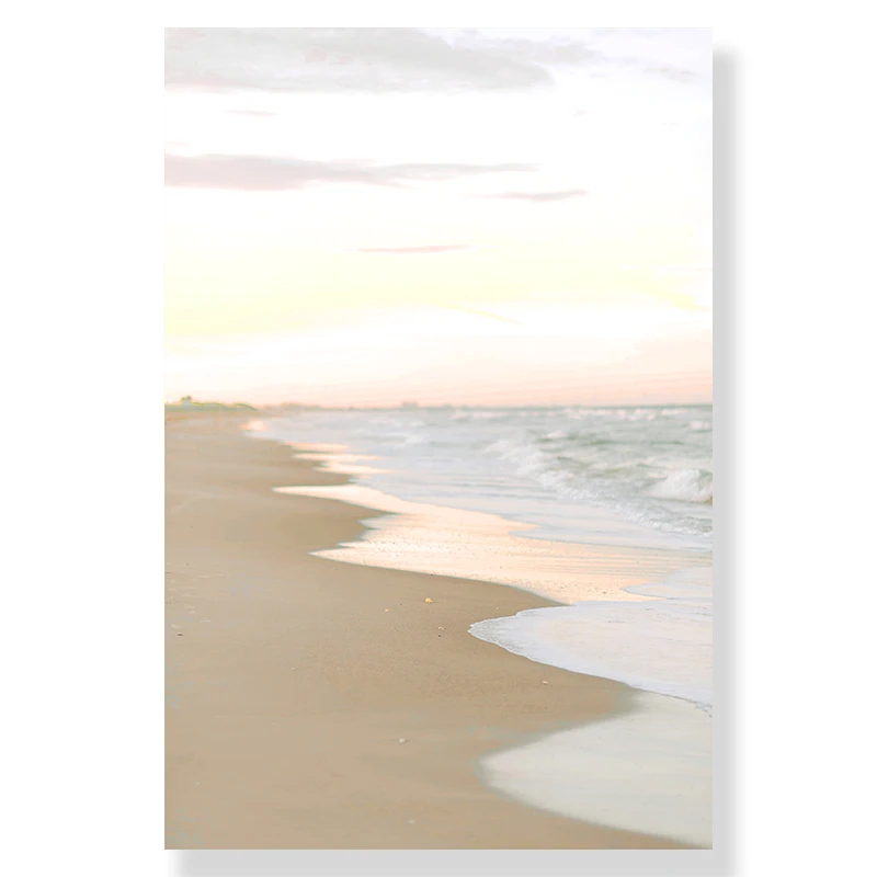 Plakat złoty liść i plaża nowoczesny Granatowy