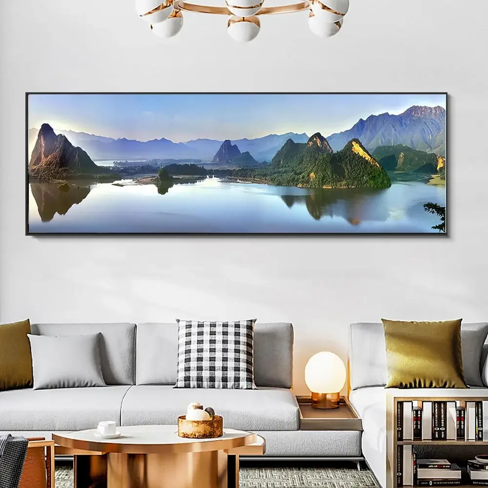 Plakat panoramiczny - złoty most nad morzem Fioletowy