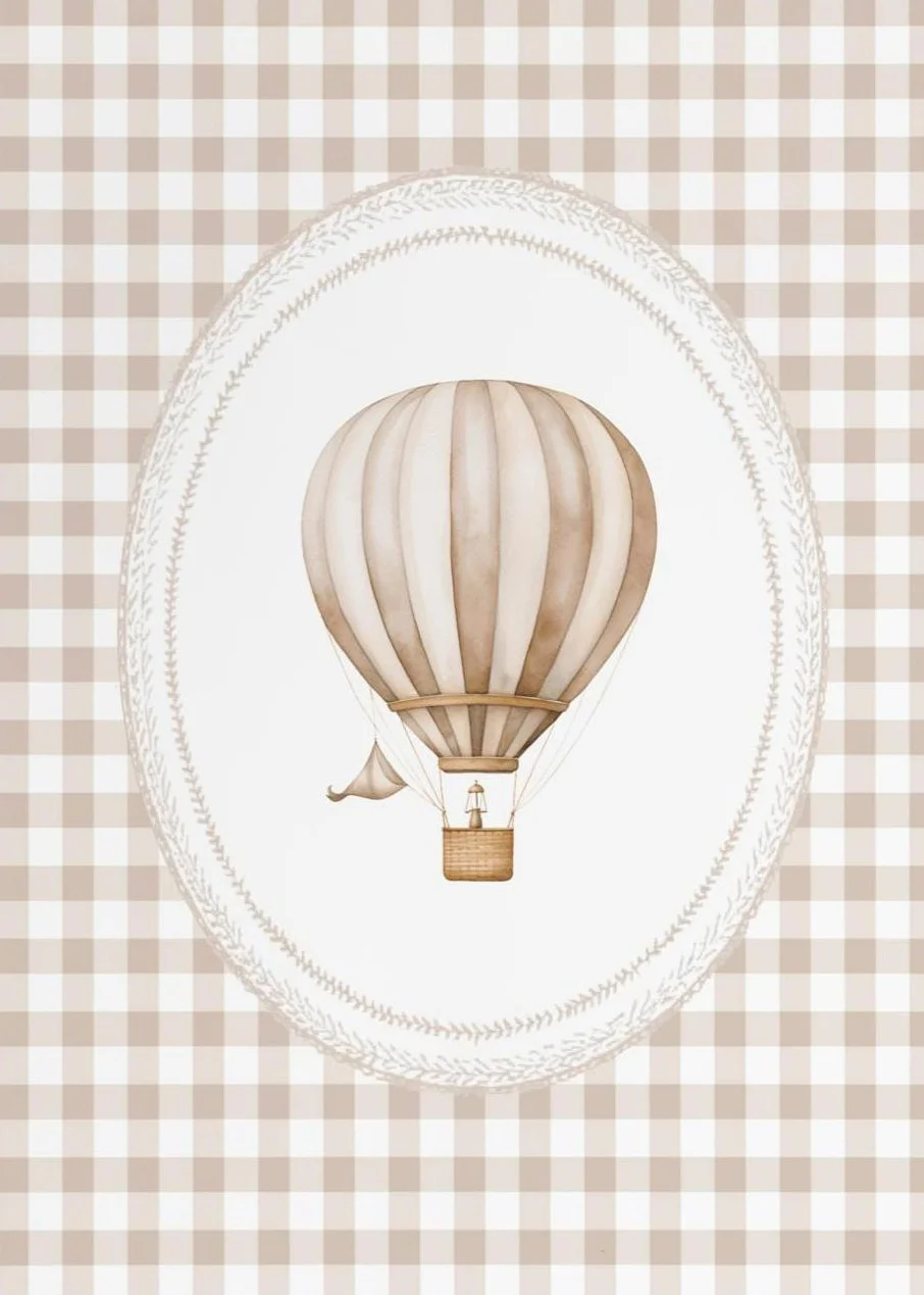 Słodkie zwierzątka i balon - plakat do pokoju dziewczynki Wzór 3