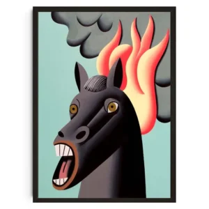 Plakat vintage abstrakcyjne zwierzęta mid century Jasnożółty