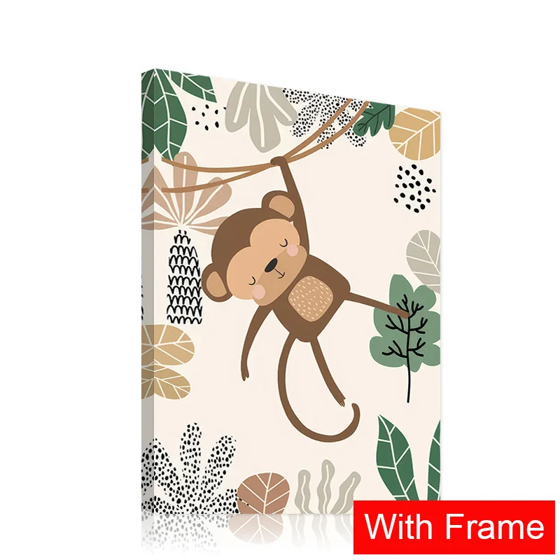 Plakat ze zwierzętami z dżungli w ramie Wzór 5