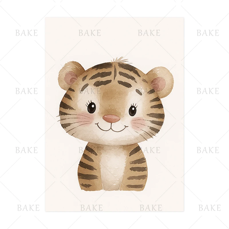 Plakaty z uroczymi zwierzętami dżungli Burgundia