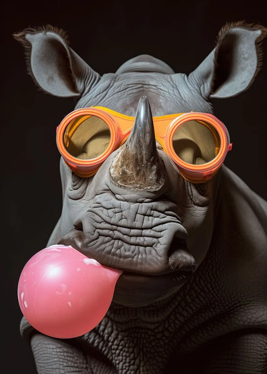 Zwierzęta z gumą balonową - kolorowy plakat Brązowy