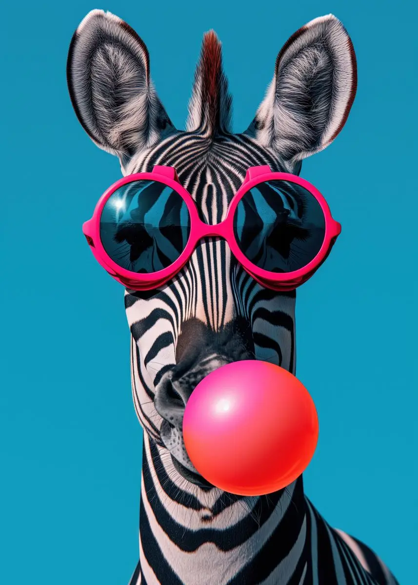 Zwierzęta z gumą balonową - kolorowy plakat Khaki