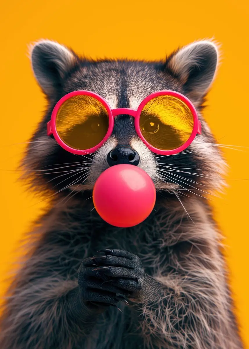 Zwierzęta z gumą balonową - kolorowy plakat Kolba