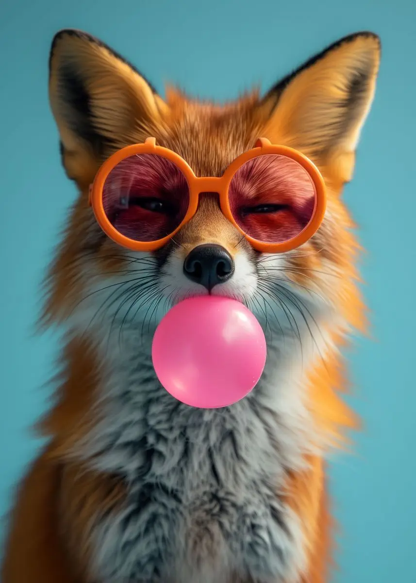 Zwierzęta z gumą balonową - kolorowy plakat Królewski niebieski