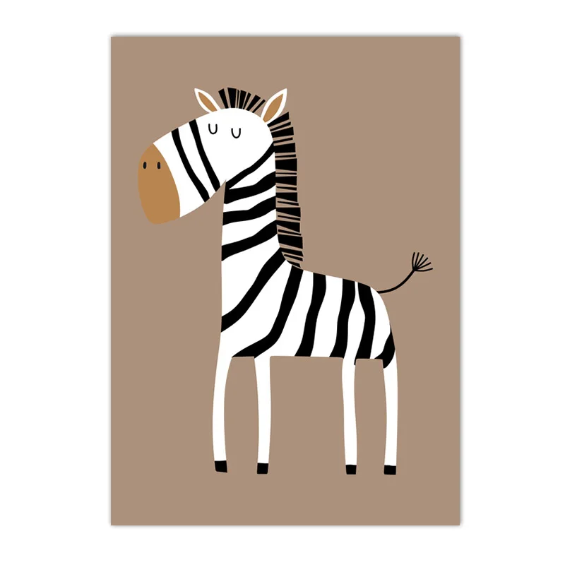 Plakat zwierzęta safari - lew, żyrafa, zebra Czerwony