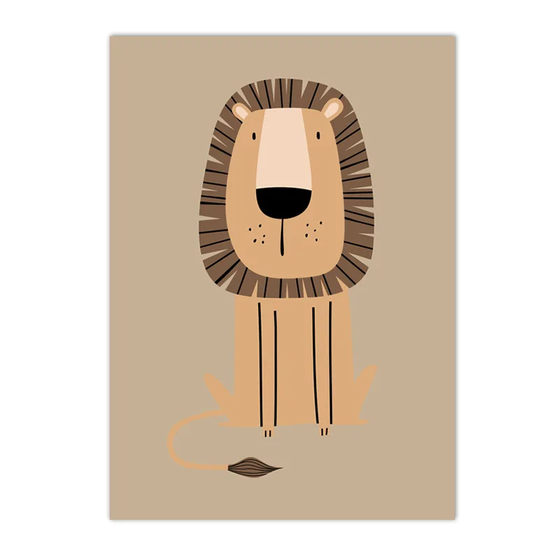 Plakat zwierzęta safari - lew, żyrafa, zebra żółty
