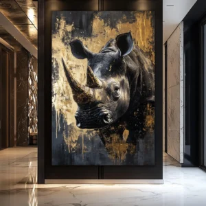 Lis, słoń i orzeł - plakat black gold Zeleń i pomarańcz