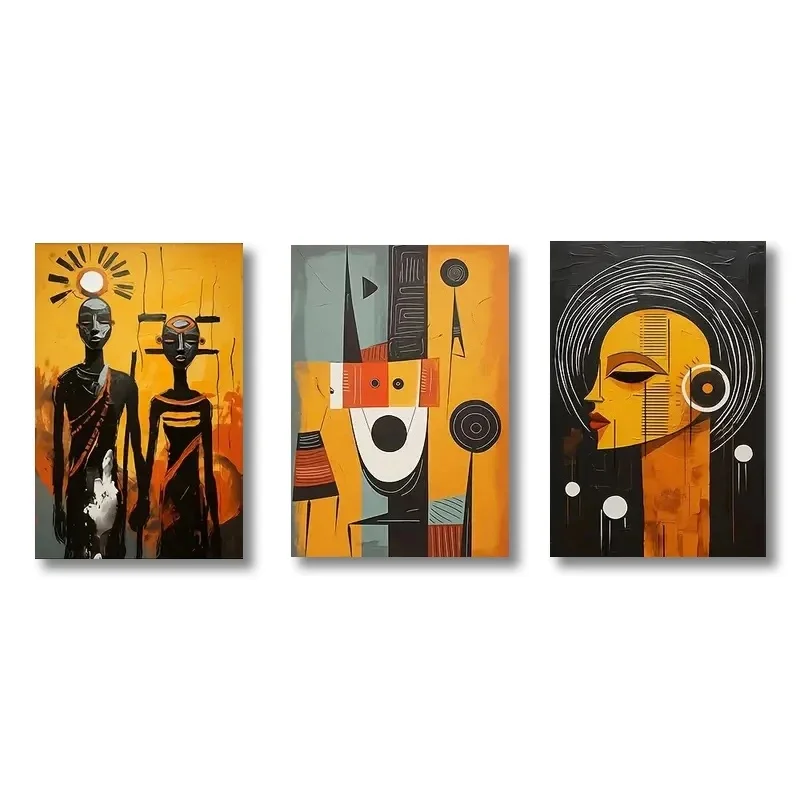 Plakaty abstrakcyjne etno - tryptyk African Woman Wzór 1