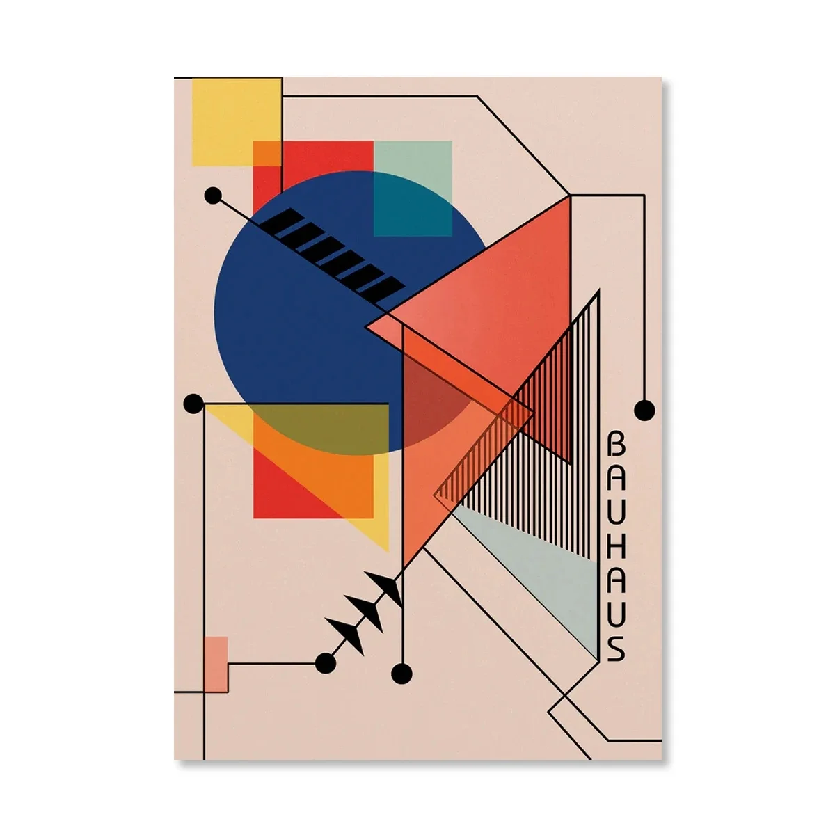 Abstrakcyjne plakaty Bauhaus - pomarańczowa geometria Wzór 6
