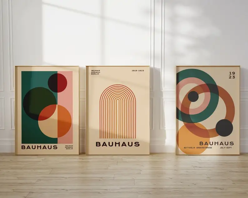 Bauhaus - zestaw 3 plakatów geometrycznych Wzór 1