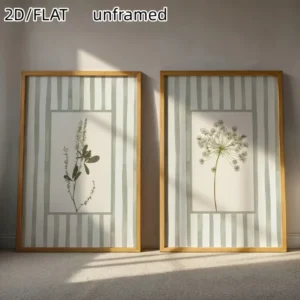 Plakaty botaniczne zielone rośliny vintage, zestaw 2 szt. Wzór 1