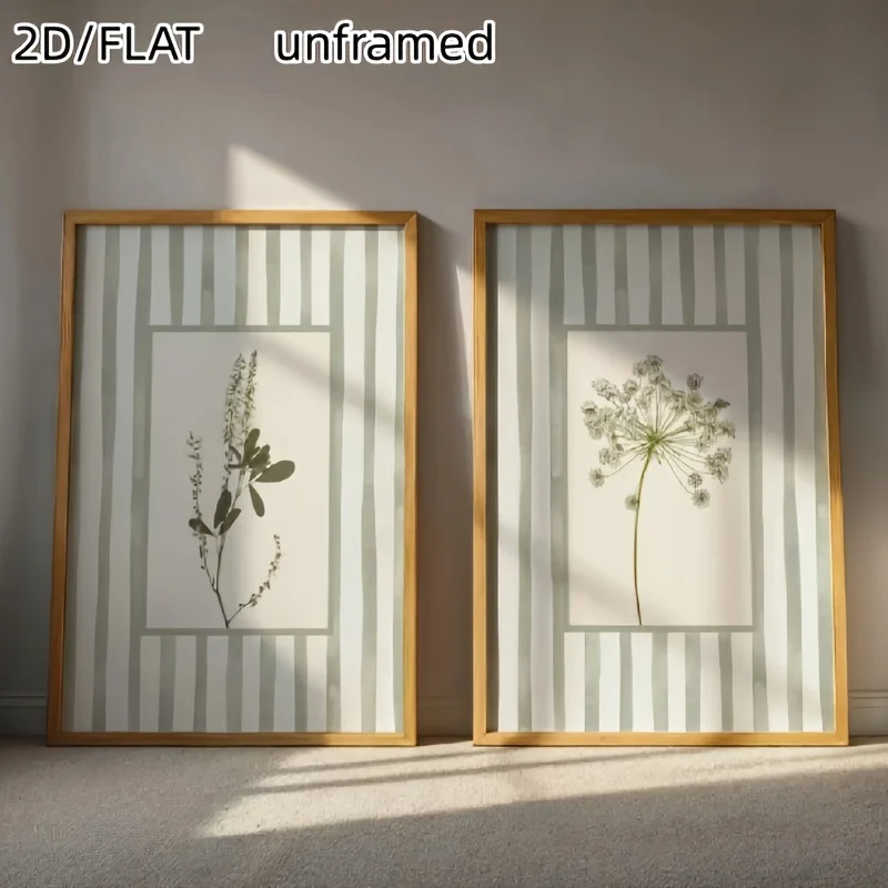 Plakaty botaniczne zielone rośliny vintage, zestaw 2 szt. Wzór 1