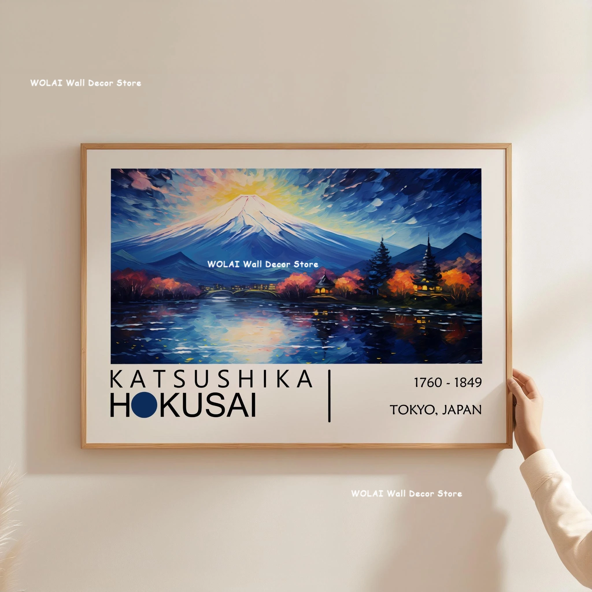 Wielka fala Hokusai i kwiaty Kusamy - zestaw plakatów Jasnoszary