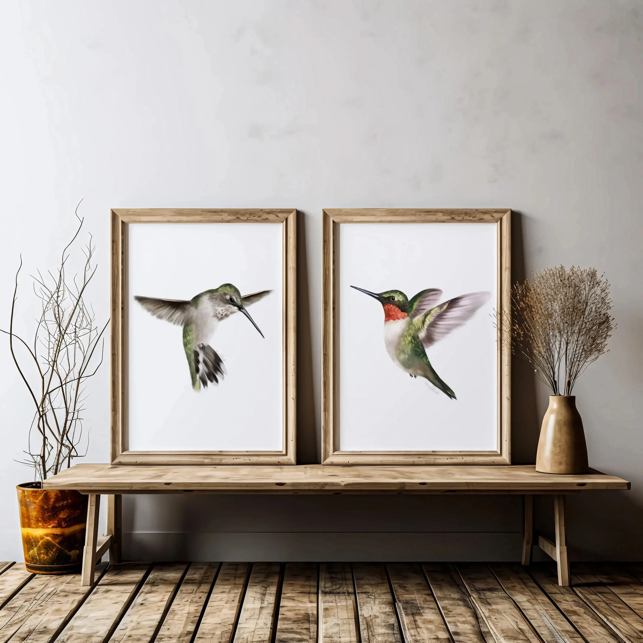 Kolibry retro - zestaw 2 plakatów Wzór 6