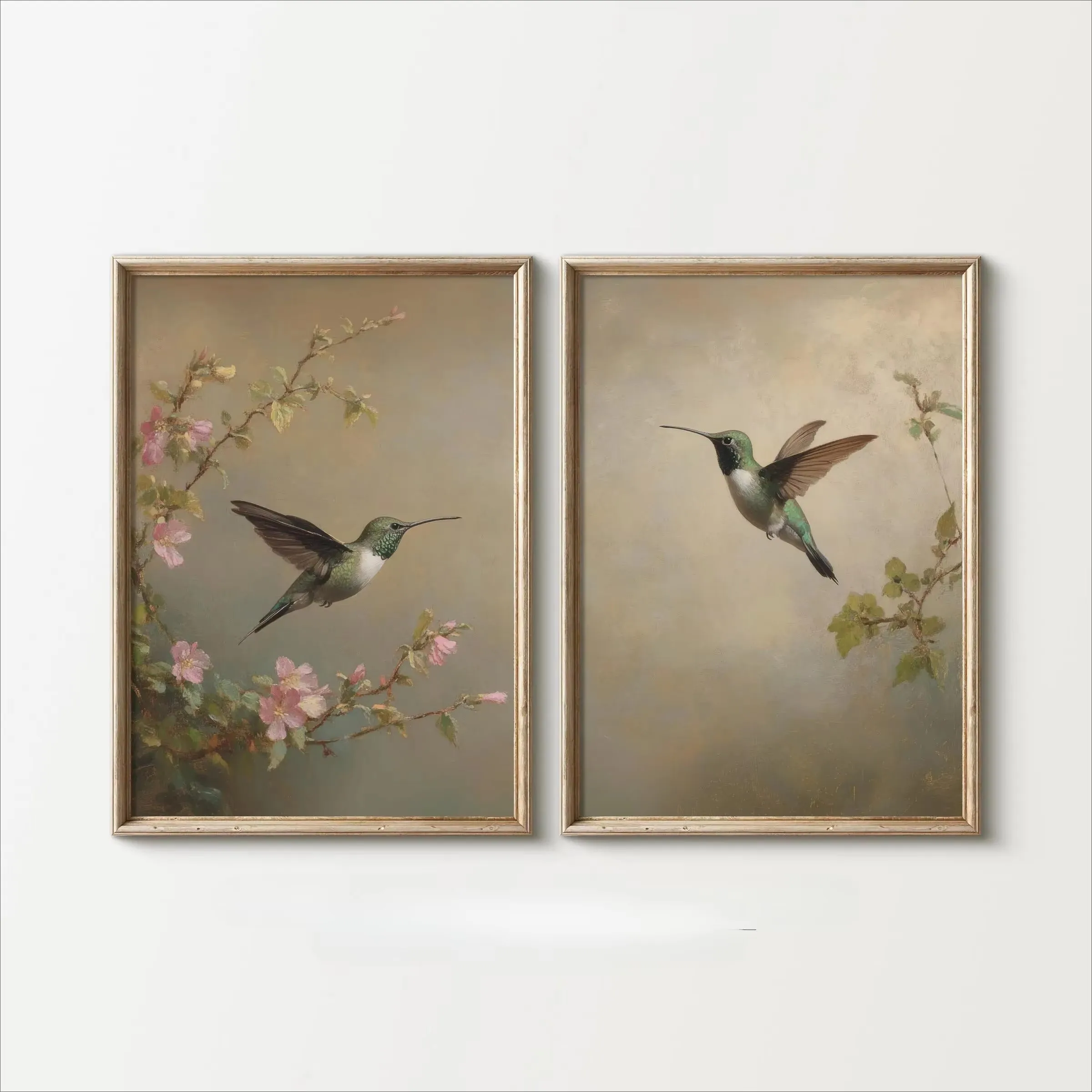 Kolibry retro - zestaw 2 plakatów Wzór 7