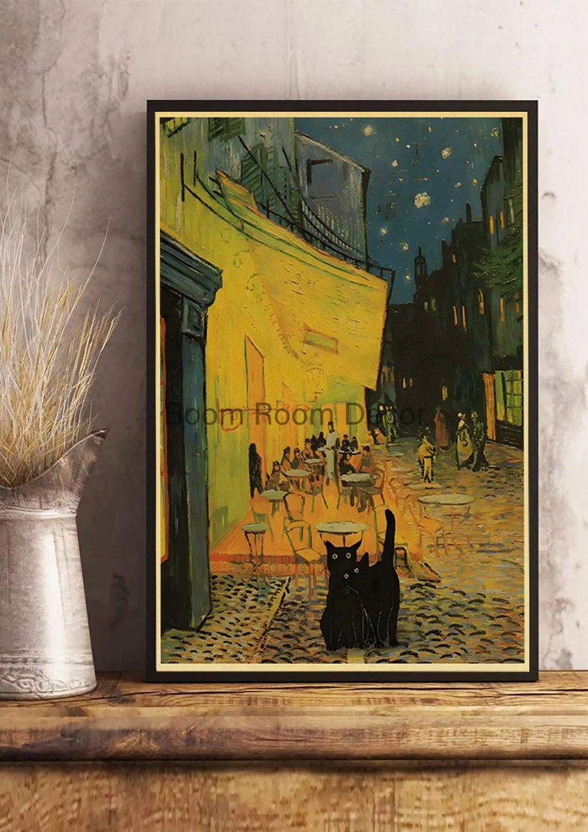 Zestaw plakatów z kotami w stylu kreskówki Mięta