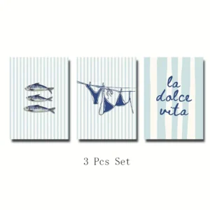 Plakaty La Dolce Vita - nadmorski zestaw 3 sztuki 3pcs