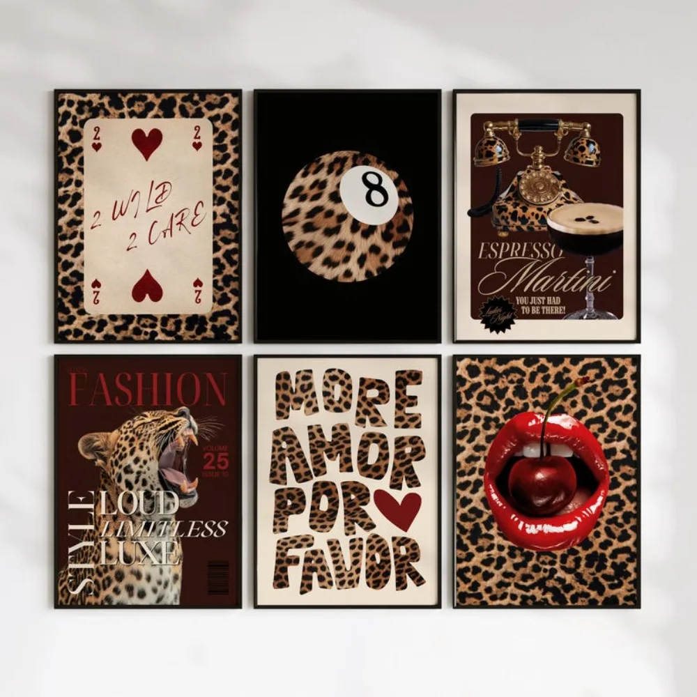 Lampart i gepard - plakaty w stylu Y2K 6pcs