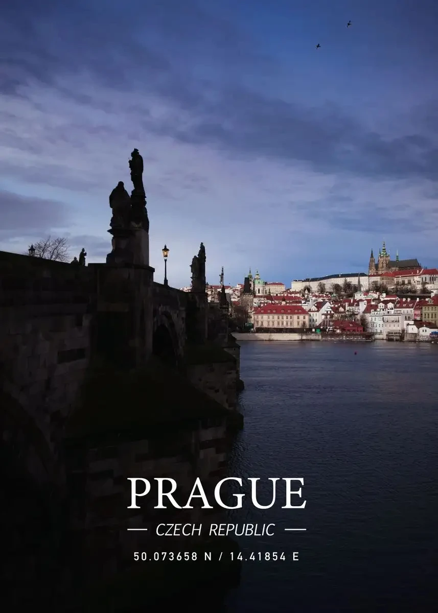 Plakaty z miastami - Lizbona, Londyn, Praga, Porto Wzór 1