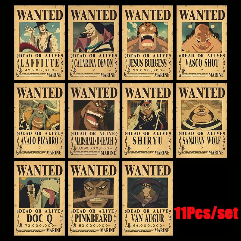 Plakaty One Piece Wanted - zestaw 10 sztuk Wzór 5