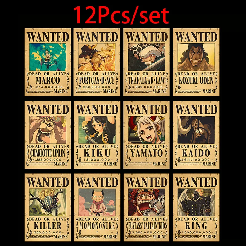 Plakaty One Piece Wanted - zestaw 10 sztuk Wzór 7