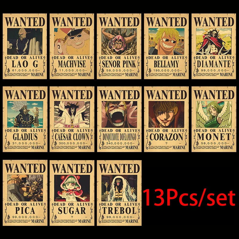 Plakaty One Piece Wanted - zestaw 10 sztuk Wzór 8