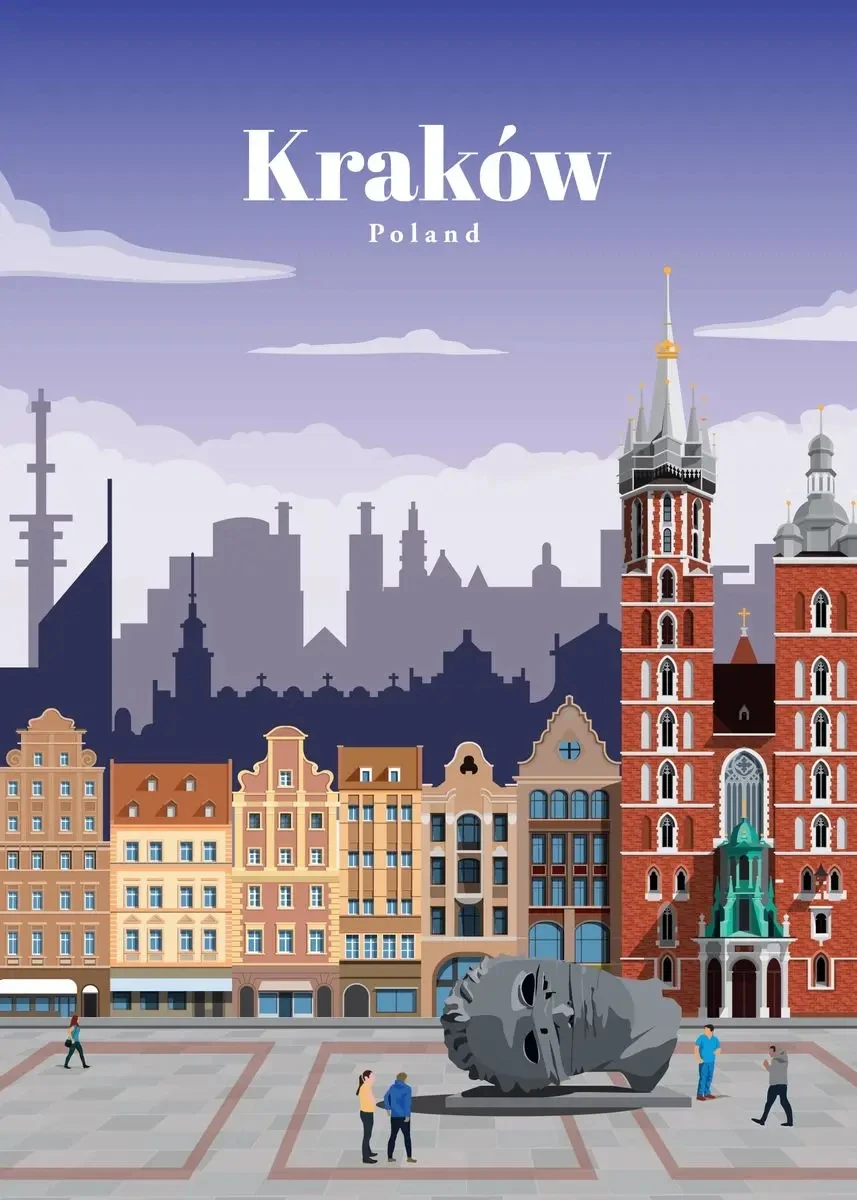 Plakaty podróżnicze z miastami świata Khaki