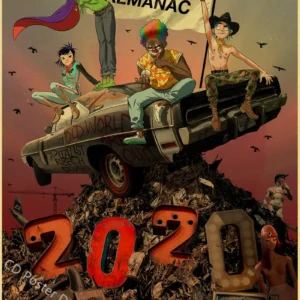 Plakaty retro Gorillaz - muzyczne grafiki vintage Wzór 1